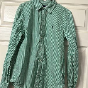Ralph Lauren Polo Boy’s Classic Fit XL 18-20 green & white  stripe.